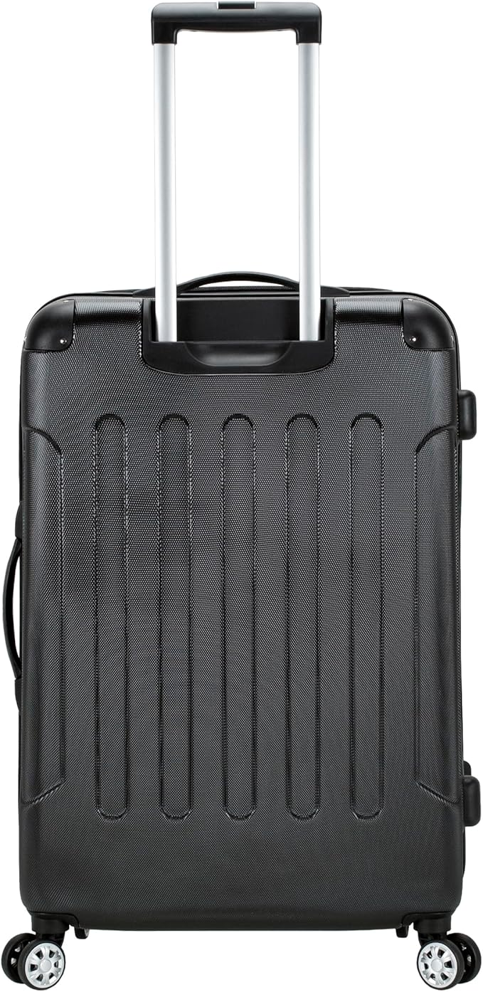 Rockland London Hardside Expandable Spinner Wheel Luggage, Black, Checked-Large 28-Inch