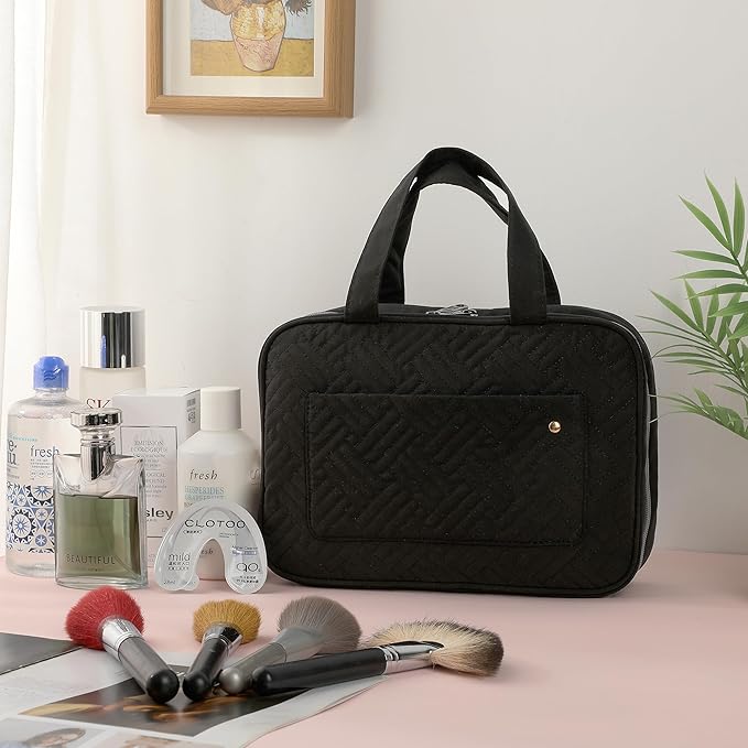 Ms. Pen- Travel Toiletry Bag Organizers, Black, Makeup Travel Bag for Toiletries with Hanging Hook, Water-Resistant