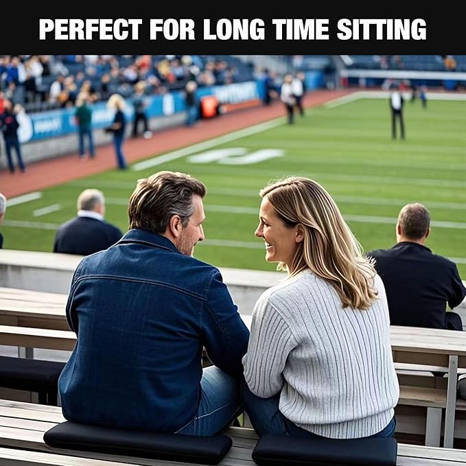 Stadium Seat Cushions, Portable Bleacher Cushions with Handle, Waterproof Oxford Fabric, Zipper Design (Black - 3 Pack)