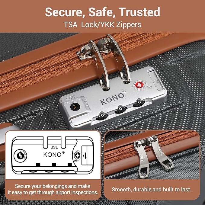 Kono 28 Inch Luggage Expandable Suitcase with Spinner Wheels TSA Lock Lightweight PC+ABS Hardside Large Checked Luggage Durable Rolling Suitcase Apricot Grey
