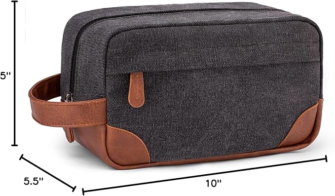 Vorspack Travel Toiletry Bag - Hanging Toiletry Bag for Men Water Resistant Canvas Shaving Bag with Large Capacity for Travel - Dark Grey