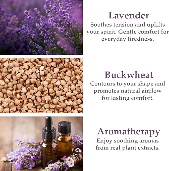 Dreamtime Neck Roll Pillow, Buckwheat Filling, Soothing Lavender Scent, Neck Pillow for Great Sleep