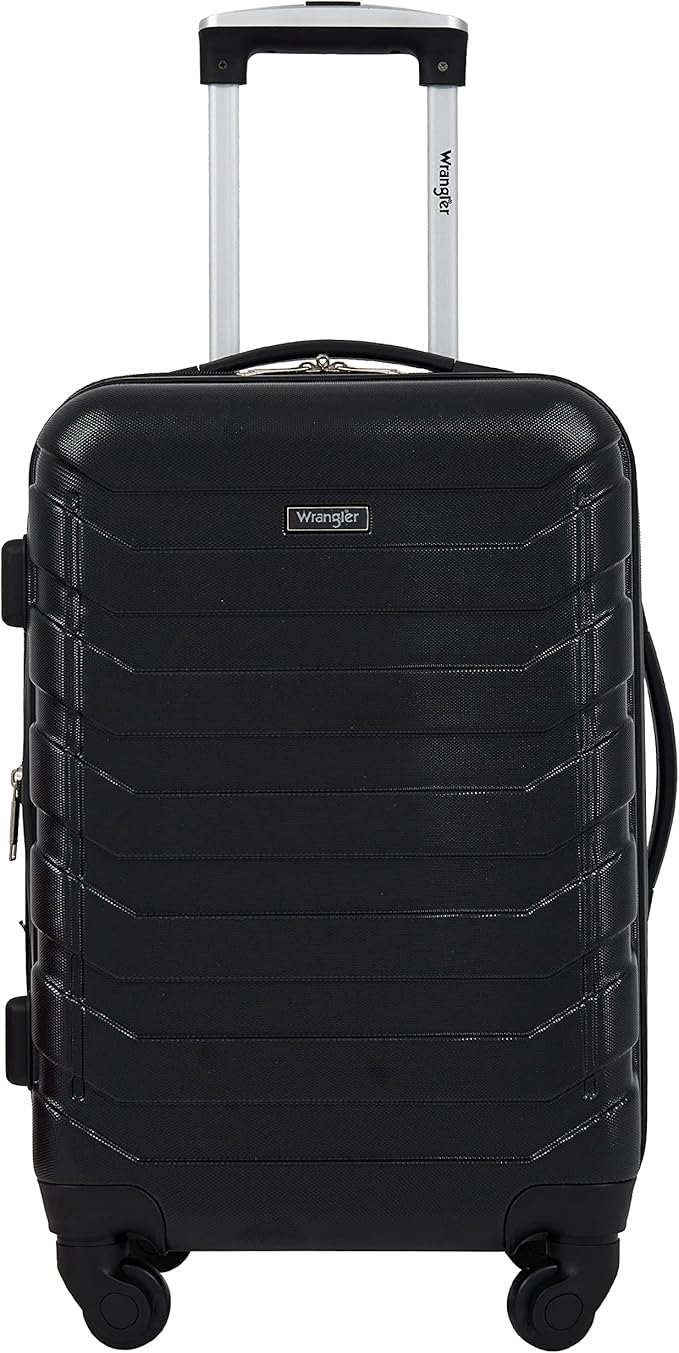 Wrangler 4 Piece Miami Luggage and Packing Cubes Set, Black
