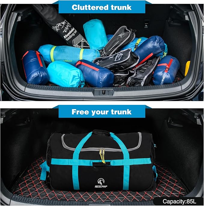 REDCAMP 85L/120L/140L Foldable Duffle Bag with Wheels, Large Travel Duffel Bag