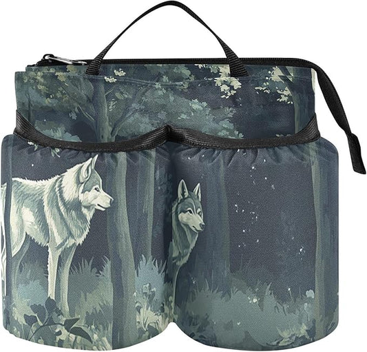 Luggage Cup Holder for Suitcases Free Hands Travel Cup Holder Portable Suitcase Cup Drink Holder Luggage Cup Caddy Bag Carrier Night Forest Wolves