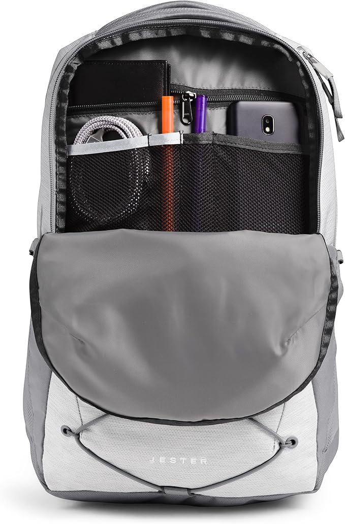 The North Face Women's Jester Everyday Laptop Backpack - Commuter Travel Bag, Laptop Sleeve, Water-Repellent, TNF White Metallic Mélange/Mid Grey-NPF, One Size