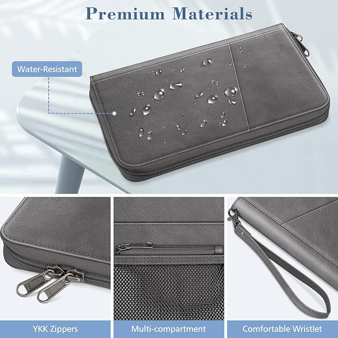 Fintie Family Passport Holder Wallet, RFID Blocking Travel Document Organizer Clutch Bag Credit Cards Case Cover for Women Men