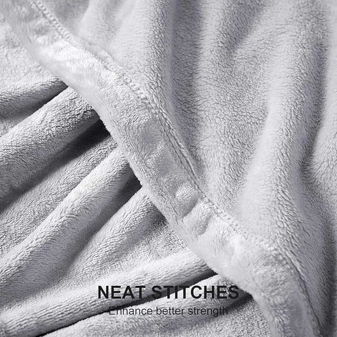 Hansleep Fleece Light Grey Twin Blanket, Super Soft Flannel Fuzzy Plush Cozy Blanket for All Seasons, Light Grey, Twin 60x80 Inches
