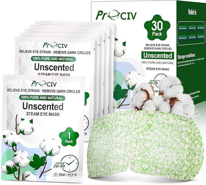 30PCS Steam Eye Masks for Dry Eyes & Fatigue Relief, Self-Heating Eye Mask for Puffiness & Dark Circles, Moist Heat Compress, Travel-Friendly, No Microwave Needed, Spa Relaxation for Women, Unscented