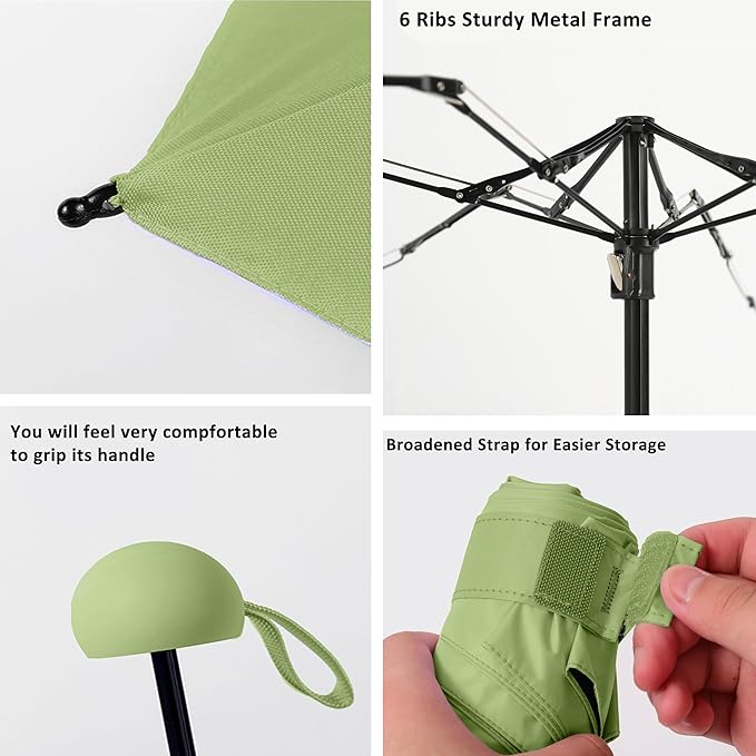 BAODINI Travel Essentials Mini Umbrella for Purse With Case Small Compact UV Sun Protection Lightweight Tiny Pocket Manual Open Close Umbrella for Women Kids and Men Fits Purse Backpack