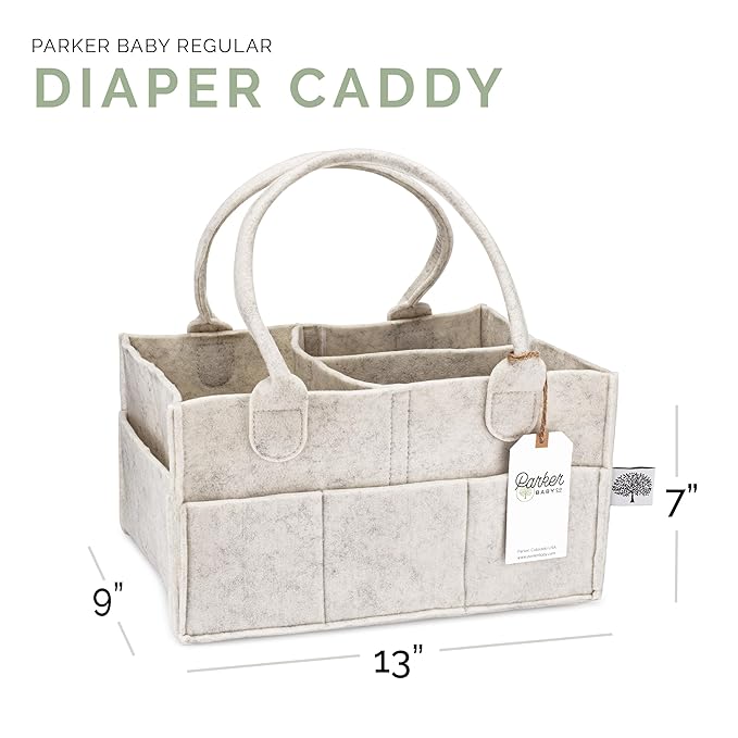 Parker Baby Diaper Caddy - Nursery Storage Bin and Car Organizer for Diapers and Baby Wipes - White, Regular