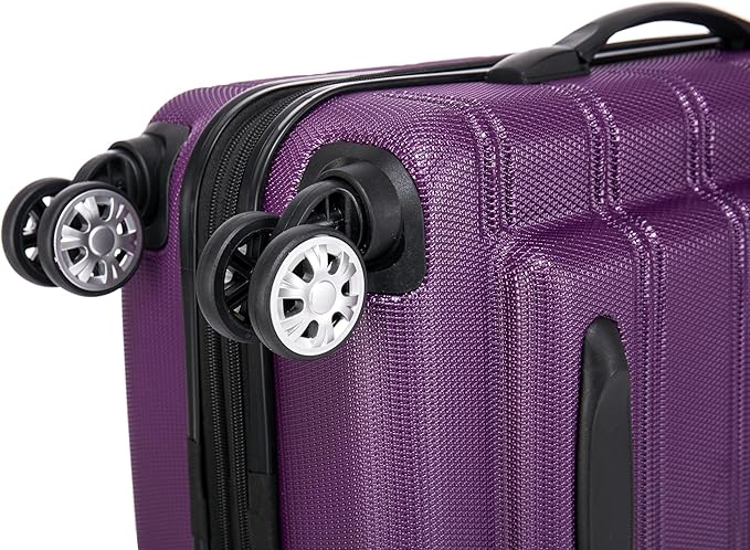 Rockland Melbourne Hardside Expandable Spinner Wheel Luggage Set, Purple, Carry-On 20-Inch and Tote 14-Inch