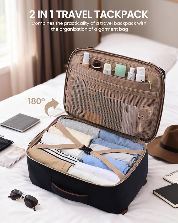 LOVEVOOK 40L Travel Backpack for Women Men with Garment Bag, Airline Approved Carry on Luggage Travel Essentials with 3 Packing Cubes, TSA Overnight Bags Weekender Essentials Backpacks fits 17" Laptop