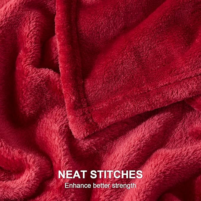Hansleep Fleece Red Throw Blanket, Super Soft Flannel Fuzzy Plush Cozy Blanket for All Seasons, Red, Throw 50x60 Inches