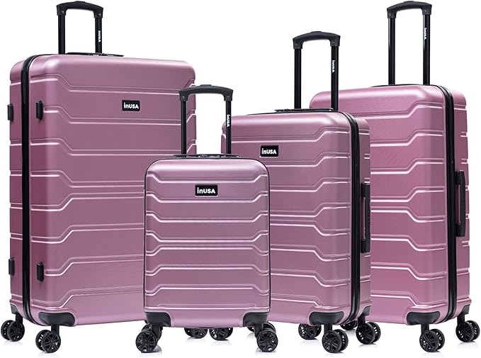 InUSA TREND Luggage with Spinner Wheels | Durable Lightweight Hardside Suitcase, Travel Sets with Handle and Trolley | (20in, 24in, 28in, 32in) 4 Piece Set | Rose Gold
