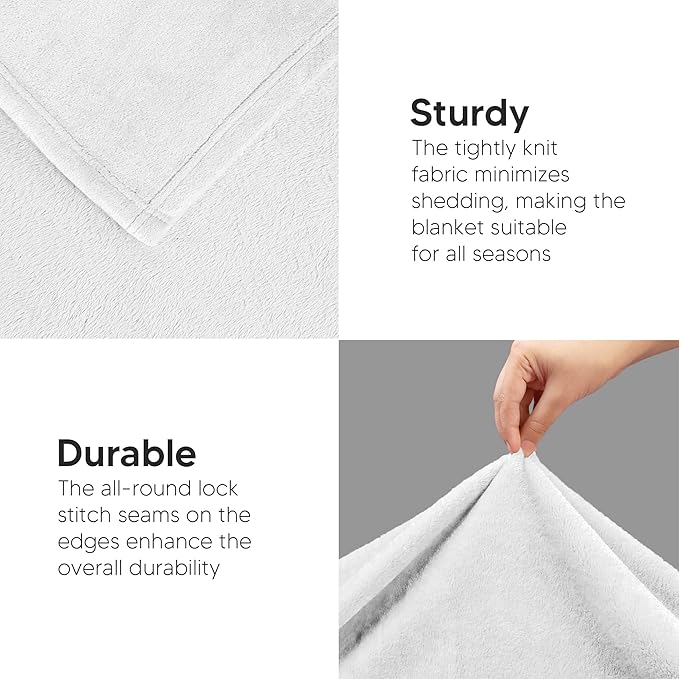 Utopia Bedding Fleece Blanket Throw Size White 300GSM Luxury Anti-Static Fuzzy Soft Microfiber Blanket for Couch, Sofa and Bed (50x60 Inch)