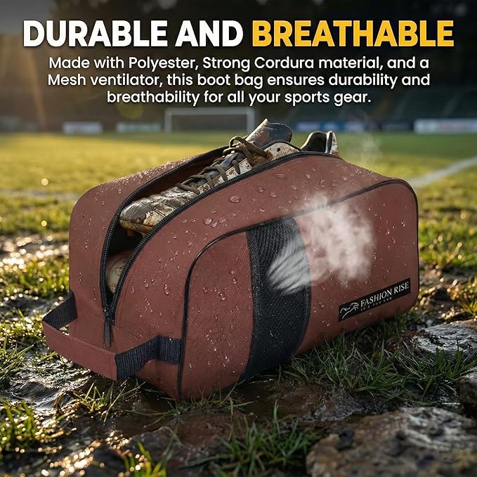 Waterproof Sports Boot/Shoe/Travel Bag for Football Cricket Rugby Golf Toiletry Gym for Boy/Girl Men/Women (Brown)