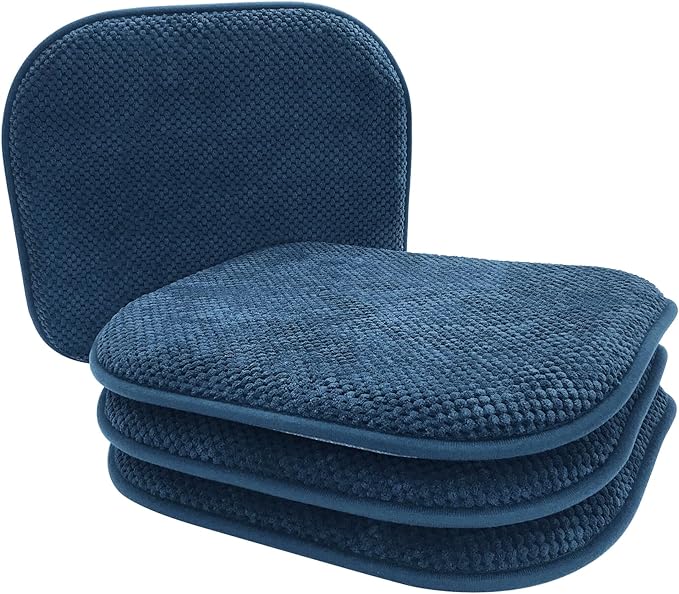 Blue Foam Seat Cushions Kitchen Chairs Pads for Dining Chairs Non Slip Patio Seat Cushions Set of 4 Washable U Shaped Soft Thick Large Metal Wooden Chair Cushions,17" x 15"