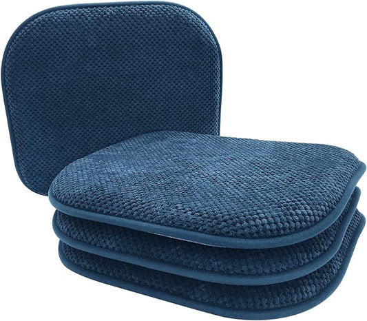 Blue Foam Seat Cushions Kitchen Chairs Pads for Dining Chairs Non Slip Patio Seat Cushions Set of 4 Washable U Shaped Soft Thick Large Metal Wooden Chair Cushions,17" x 15"