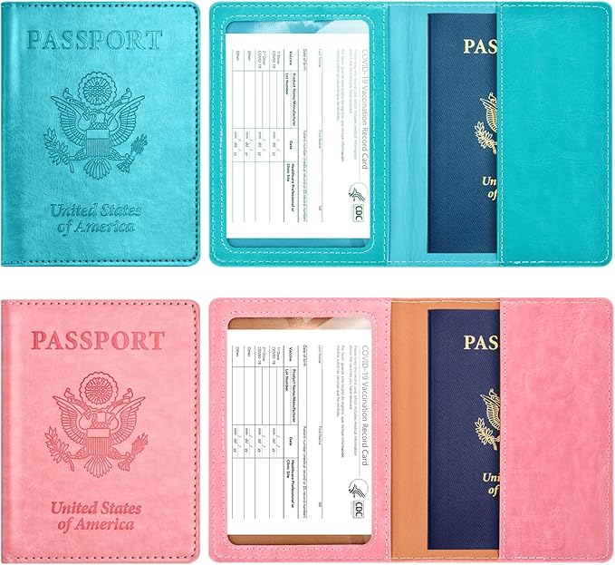 Eoehro Passport Holder for Travel Essentials-2Pack, Passport Wallet Cover Case for Travel Must Haves Accessories,Passport Book Holders for Women and Men
