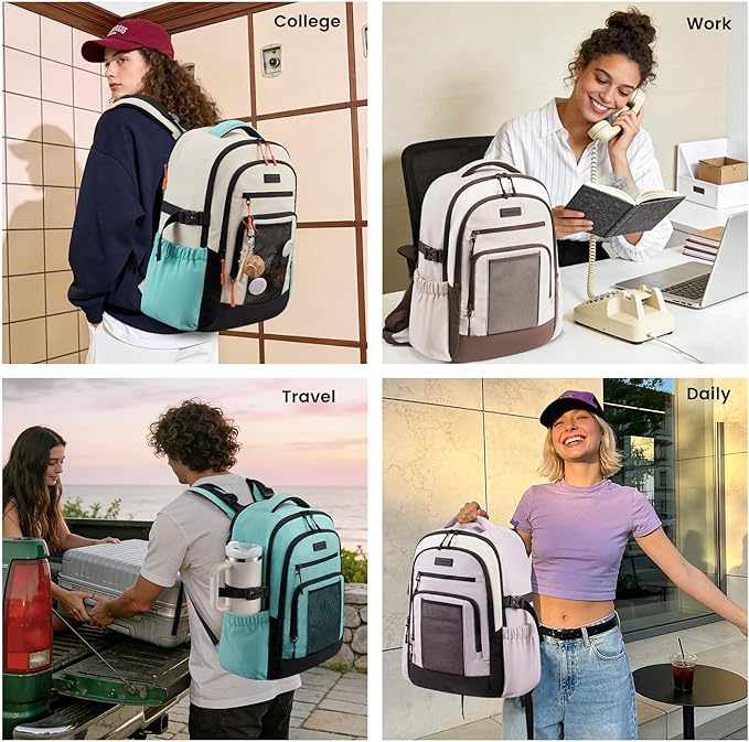 LOVEVOOK Laptop Backpack for Women with Large Cup Holder,15.6 Inch Work Computer Bag with Chest Buckle Back Pad Shoulder Buckle,Waterproof Business Backpack College Teacher Bag for Gift Travel