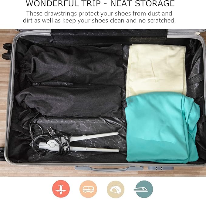 PlasMaller Shoe Storage Bags 100% Cotton with Drawstring for Men and Women for Travel Protecting and Storing Shoes