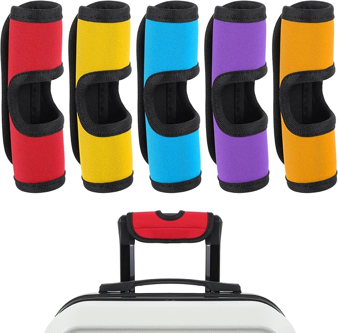 5 Pcs Neoprene Luggage Handle Wraps Soft Grip Covers Colorful Travel Luggage Tags/Identifiers/Marker/Grips Accessories for Suitcase Trolley Travel Bags (Multi-Color)