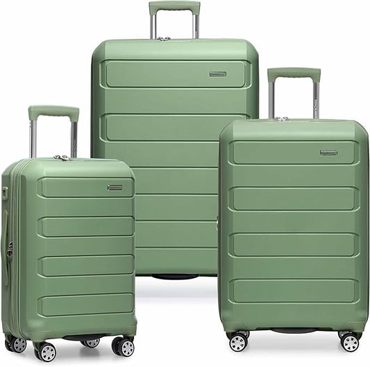 Traveler's Choice Pagosa Hardshell Expandable Luggage with Spinner Wheels, Green, 3-Piece Set (22/26/30)