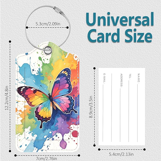Luggage Tags for Suitcases, 2 Pack Cute PU Leather Luggage Tag TSA Approved with Stainless Steel Loop and Address Card Baggage Tag for Travel&Hotel Stays&Cruise Ships&Shipping and Mailing