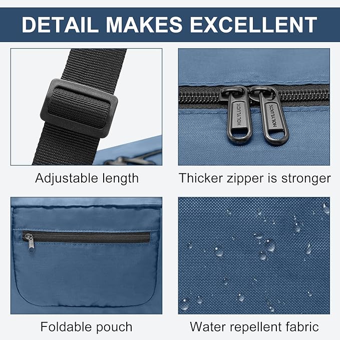HOLYLUCK Foldable Travel Duffel Bag For Women & Men Luggage Great for Gym - Airforce blue