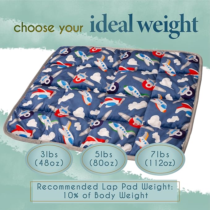 Florensi Weighted Lap Pad for Kids - 5 lb, 20 x 23 in, Blue Constellations - Focus Support Sensory Blanket - Machine Washable Kids Weighted Blanket - Portable Travel Throw