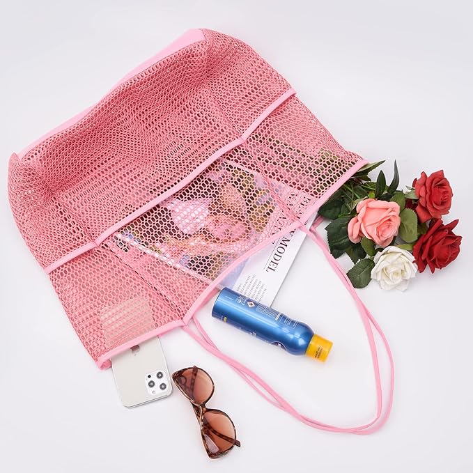 Tainehs Beach Bag - Mesh Tote Bag Beach Vacation Clothes for Women Pool Bag for Travel Pool Family Cruise Essentials 2026