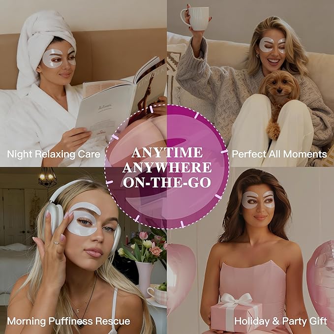 Under Eye Patches with Collagen, Eye Patches for Puffy Eyes and Dark Circles, 360° Under Eye Mask for Puffiness, Wrinkles, Fine Lines, Gifts for Women - Skin Care, 24 Pairs (White)