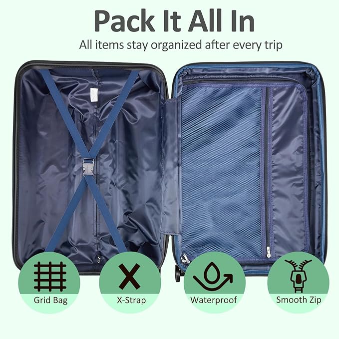 Carry on 20inch Luggage with Spinner Wheels, Lightweight PC+ABS Hard Shell Suitcases, Expandbale Storage & TSA Aprovel Lock