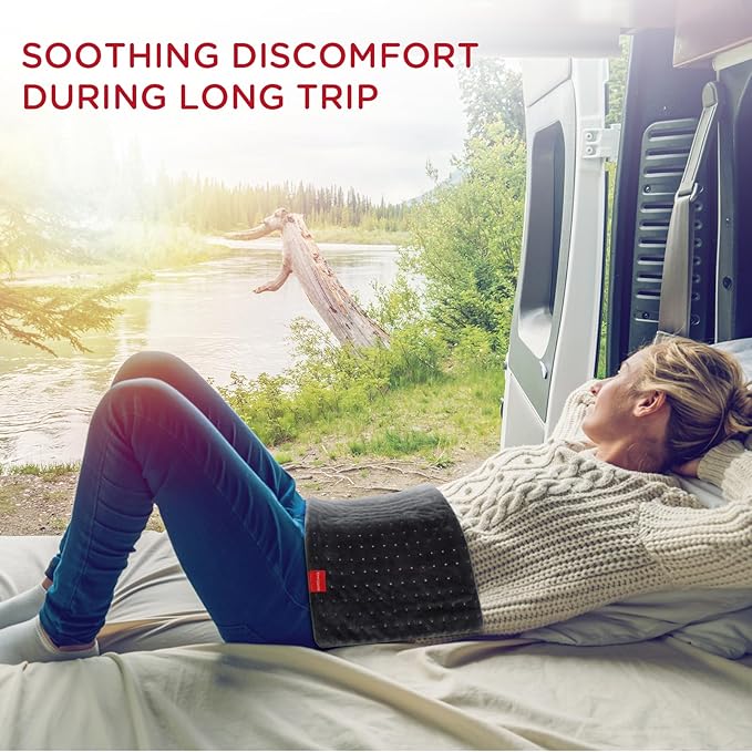 Comfytemp 12V/24V Car Electric Blanket for Back, 4 Heat Settings, 11Auto-Off, Portable Mini Travel Blanket for Neck, Shoulders, Hip, Waist, Truck, SUV, 12" x 24" Washable for Drivers Women Men Winter