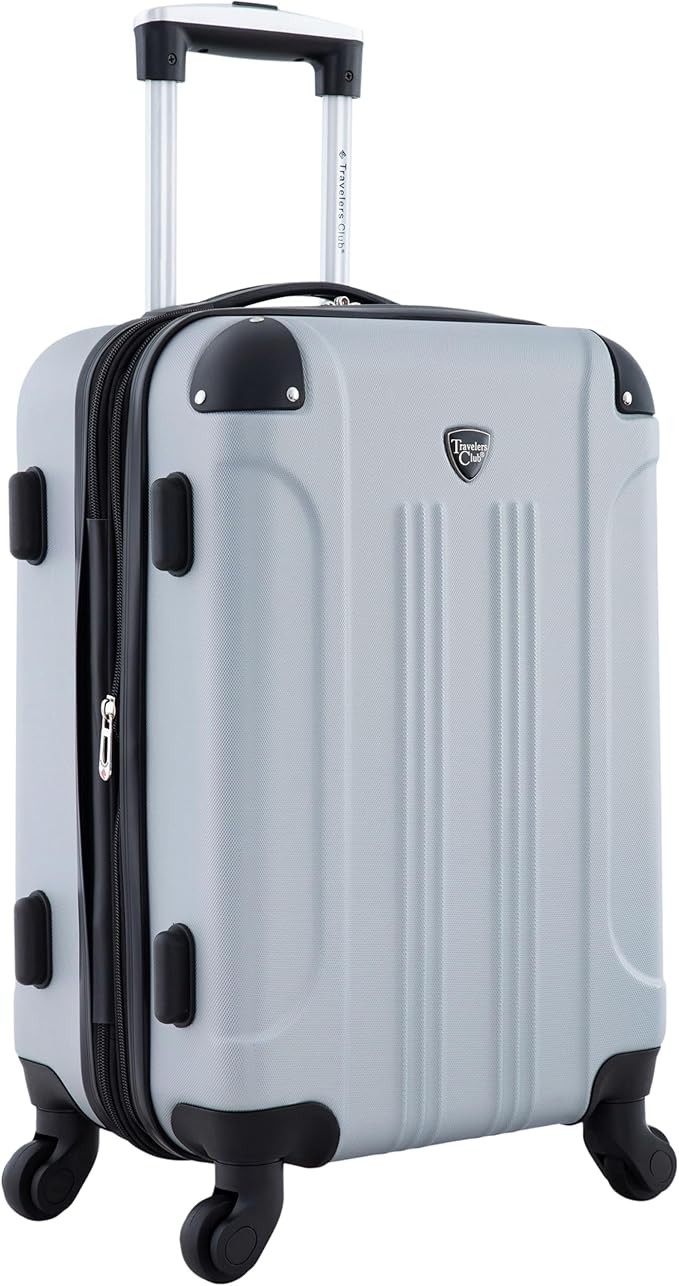 Travelers Club Chicago Hardside Expandable Spinner Luggage, Silver, 22" Carry-On