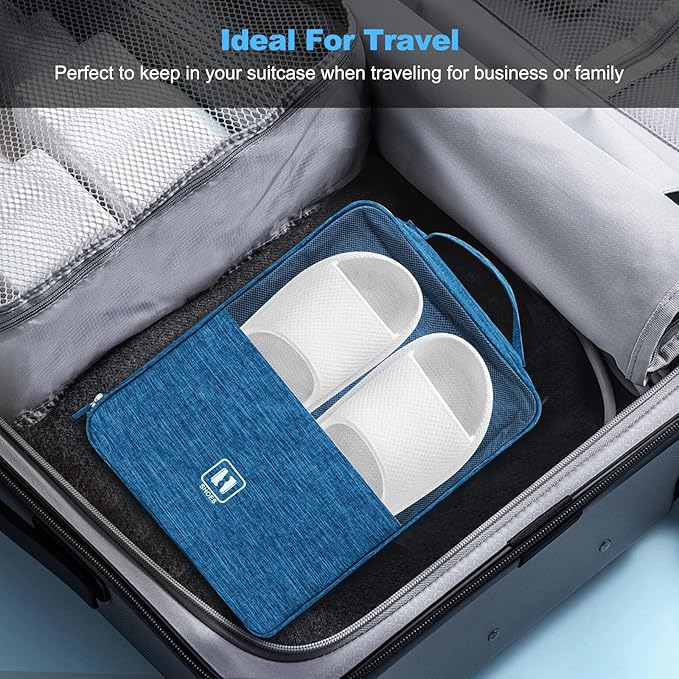 Large Shoe Bags for Travel, Holds 3 Pairs, Blue