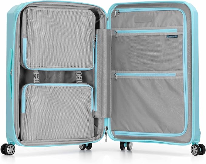 Traveler's Choice Pagosa Hardshell Expandable Luggage with Spinner Wheels, Baby Blue, 2-Piece Set (22/26)