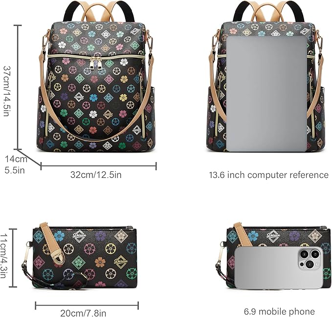 Makes Backpack Purse for Women PU Leather Travel Satchel Handbag Convertible Design Bag with Purse