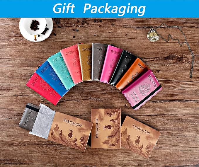 Passport Holder Cover Wallet Travel Essentials RFID Blocking Leather Card Case International Must Haves Travel Accessories for Women Men(113#Black)