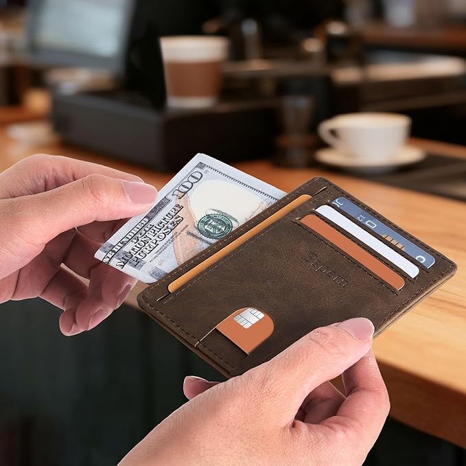 Espera Slim Minimalist Front Pocket Wallet for Men, RFID Blocking Credit Card Holder, Thin Travel ID Card Case, Gifts for Men