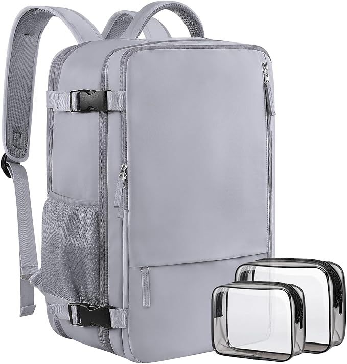 Travel Backpack for Women & Men, 40L Carry-On, 17-Inch Laptop, Waterproof, College Bookbag, Flight Approved