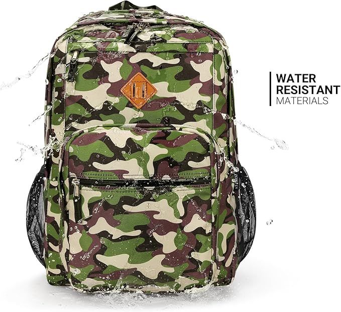ZORFIN 26L Backpack for College, and Travel: Water Resistant Bookbag - Buckshot Camo