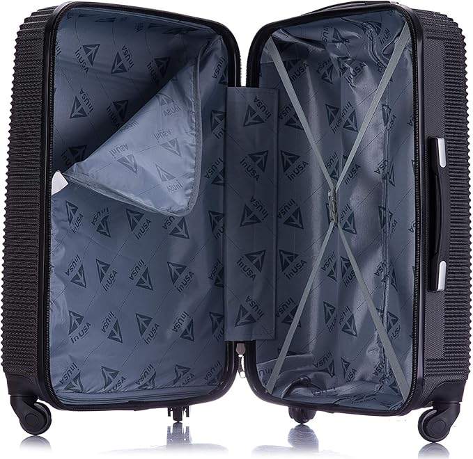 InUSA ROYAL Hardside Spinner Luggage with Ergonomic Handles | Spacious Travel Suitcase with Four Spinner Wheels and Studs | 28 Inch Large Hardside Spinner Luggage | Black
