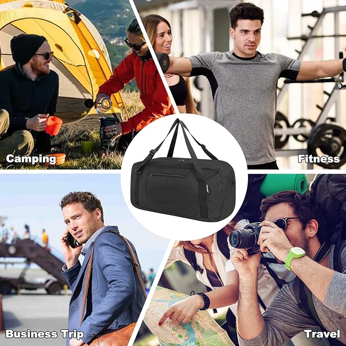 HOLYLUCK Foldable Travel Duffel Bag For Women & Men Luggage Great for Gym -55L, black