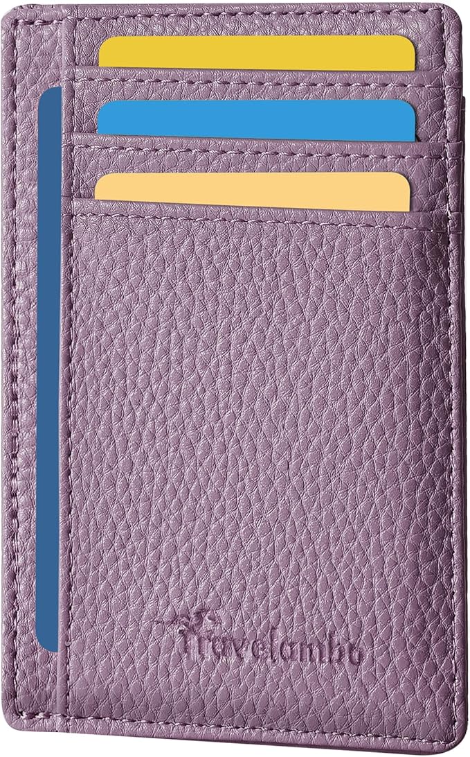 Travelambo Slim Wallet Front Pocket Minimalist Leather RFID Blocking Medium Size