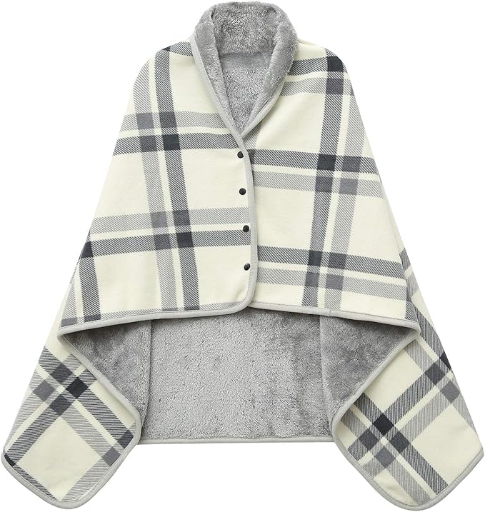 XING YE CHUAN Fleece Wearable Blanket, Comfy Poncho Throw with Buttons, Plush Sleeveless Blankets, for Women Cape Wrap Cover…