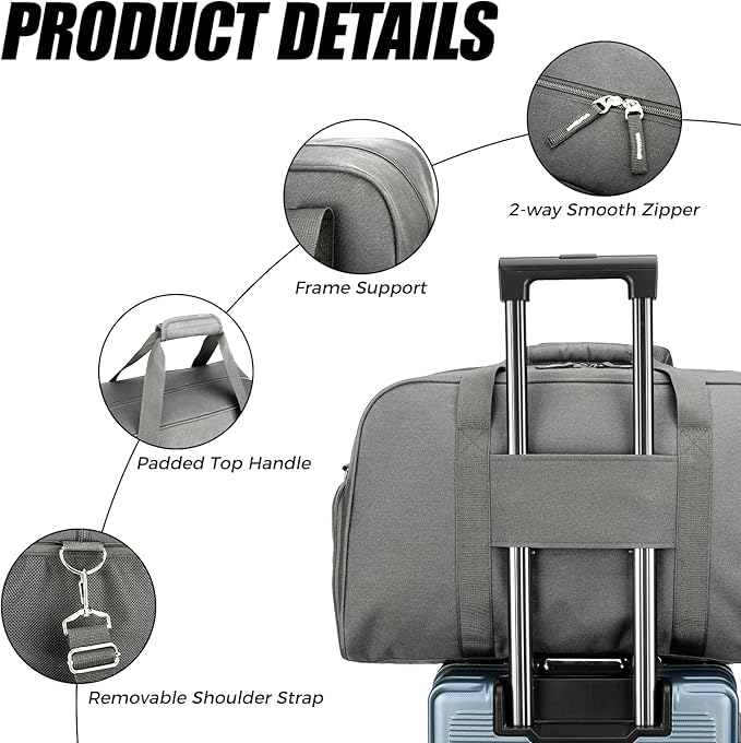 Searock 21 Inch Gym Bag with Shoe Compartment, Sports Duffle Bag for Travel, Carry On Duffel Bag, Weekender Overnight Bags for Men and Women Traveling, Dark Grey