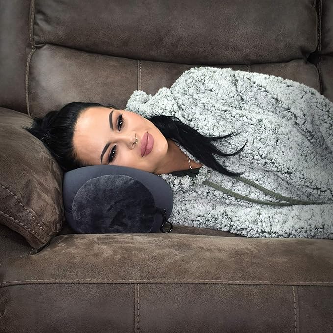 Microbead Bolster Tube Travel Pillow - Compact Neck Roll Pillow for Airplane, Car, or Home - Soft Lumbar Support Pillow - Pink