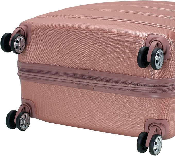 Rockland Melbourne Hardside Expandable Spinner Wheel Luggage, Rose Gold, Checked-Large 28-Inch